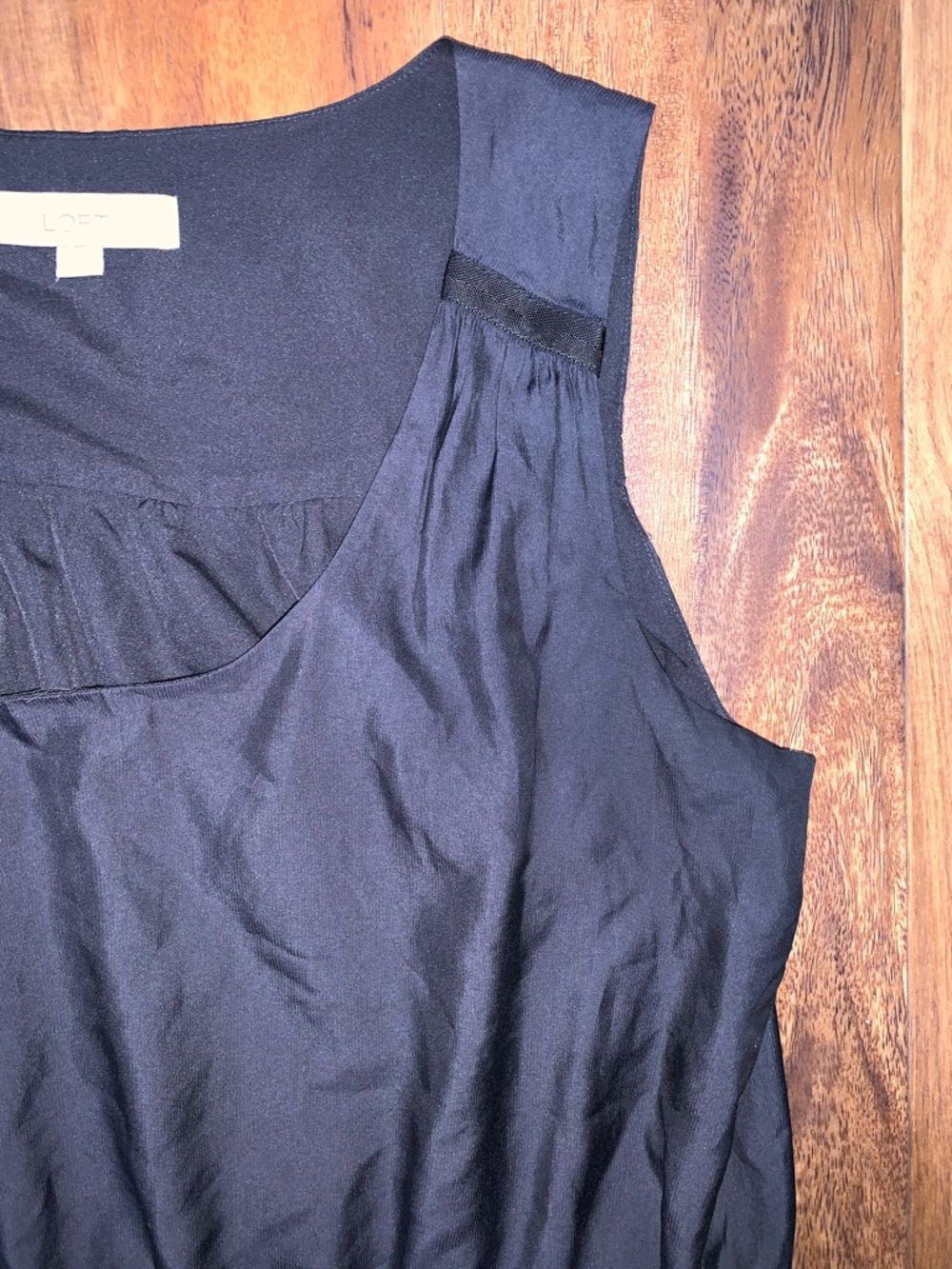 LOFT Black Sleeveless Drawstring-Waist Midi Dress SKU 076 - Picture 4 of 8